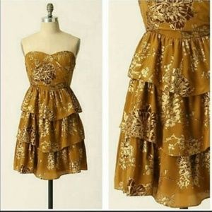 Anthropologie MOULINETTE SOEURS Golden Light Dress